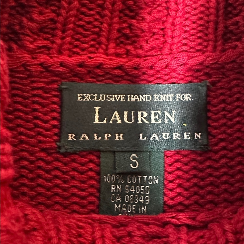 Vintage Ralph Lauren Sweater Snowflake Turtleneck Hand Knit Cotton Womens Large - Picture 6 of 11